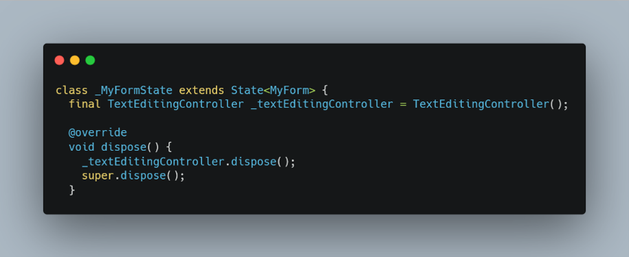Kode _textEditingController dan dispose()