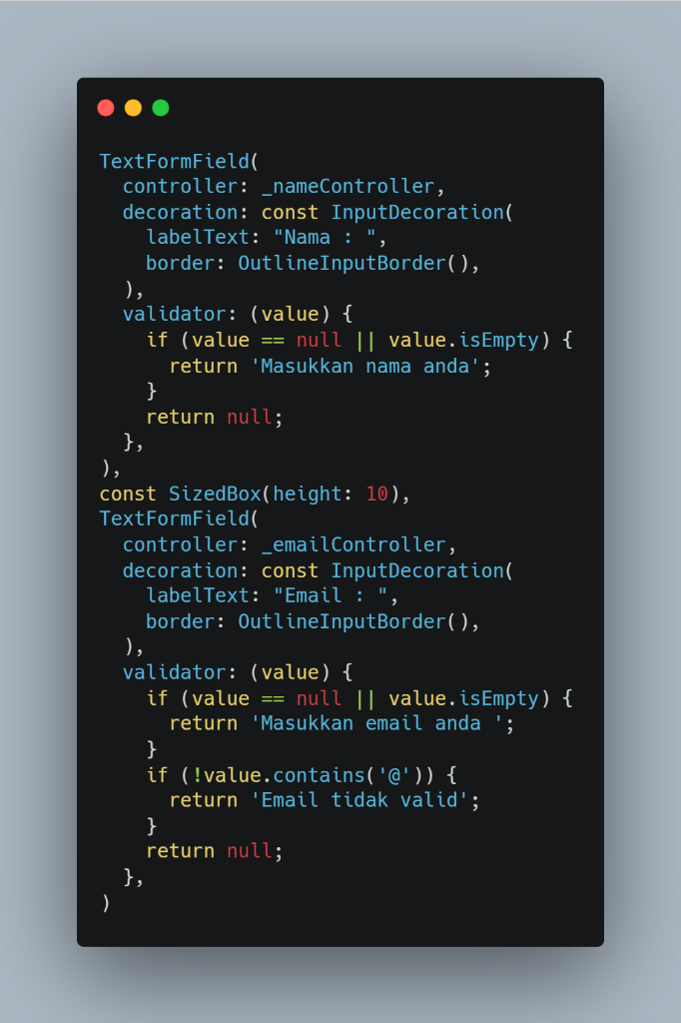 TextFormField validator