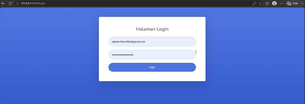 Screenshot: Kode AdminSeeder.php (membuat user admin dengan username 