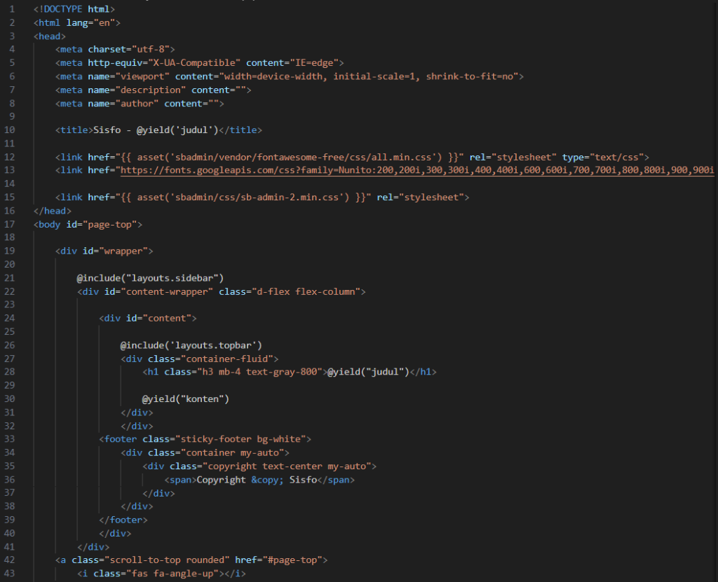 Screenshot: File Explorer menampilkan folder sbadmin di dalam folder public project Laravel