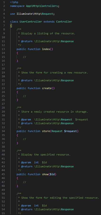 Screenshot: Kode main.blade.php (layout utama dengan SB Admin 2, include sidebar dan topbar, @yield untuk judul dan konten, footer, modal logout, script jQuery, Bootstrap, DataTables, Select2)