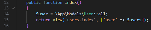 Screenshot: Kode awal create.blade.php (@extends('layouts.main'), @section(